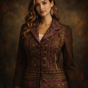 Antthony Brown and Purple Embroidered Blazer